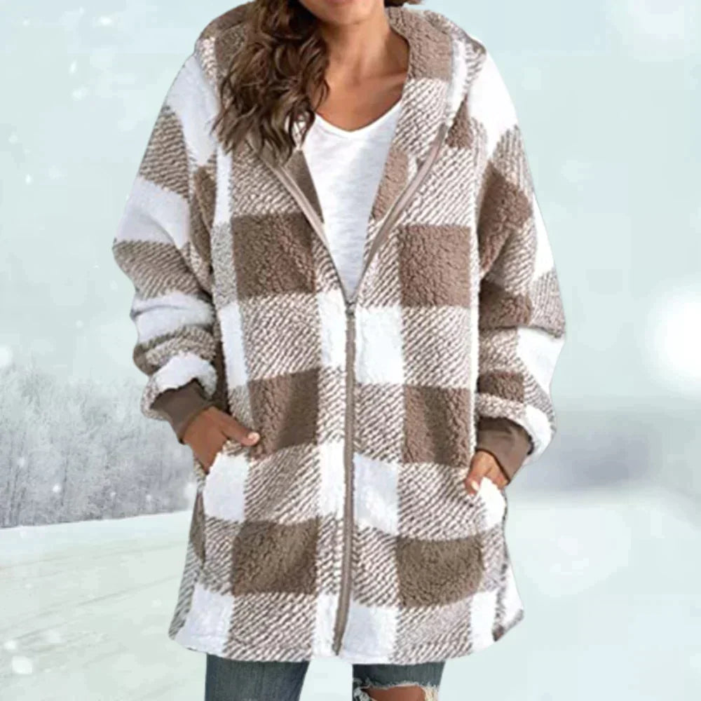 Geruite Winterjas Warm voor Dames