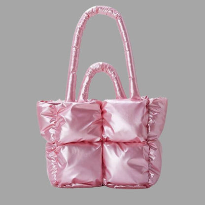 Metallic Puffer Draagtas met Ruches en Crossbodyfunctie