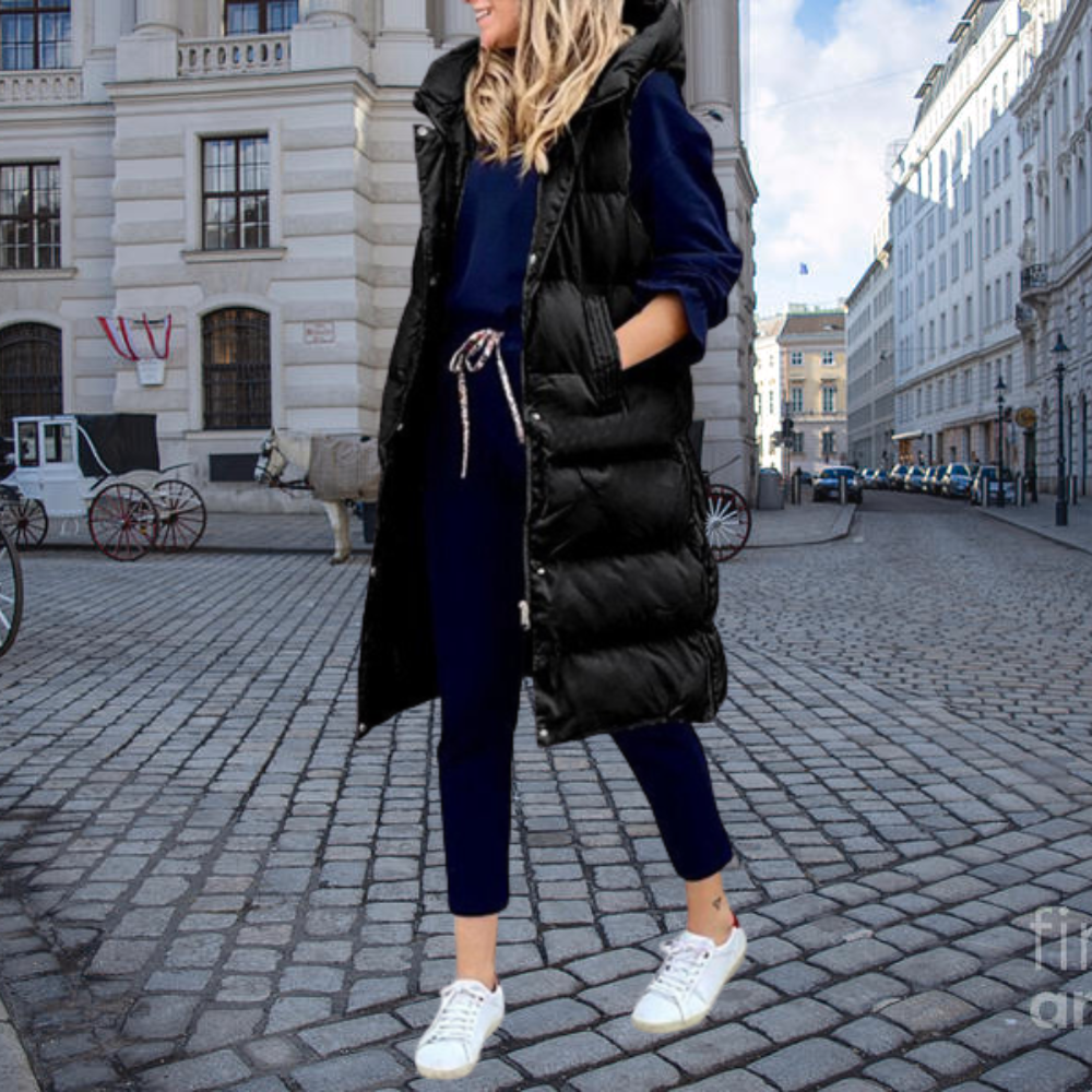 Bodywarmer met Capuchon en Zakken Warm Gewatteerd