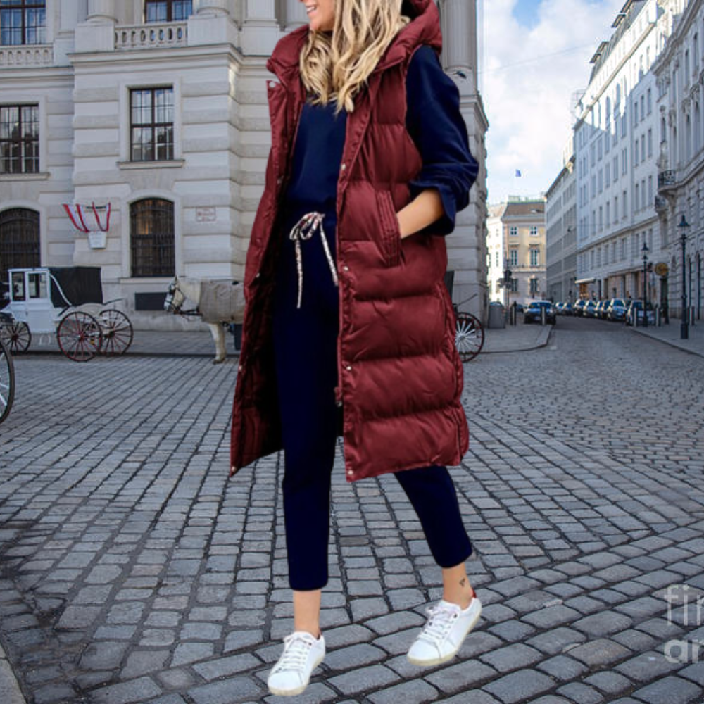 Bodywarmer met Capuchon en Zakken Warm Gewatteerd