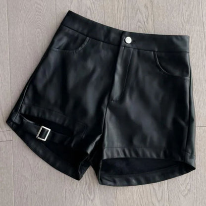 Leren Short Gotisch Stijl Donkerbruin