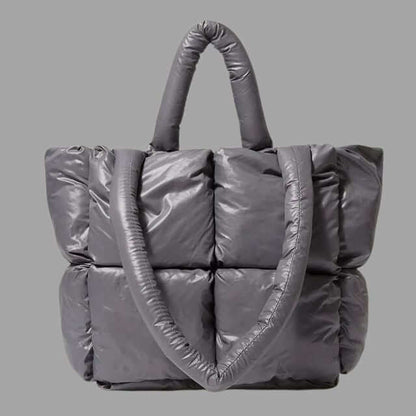 Metallic Puffer Draagtas met Ruches en Crossbodyfunctie