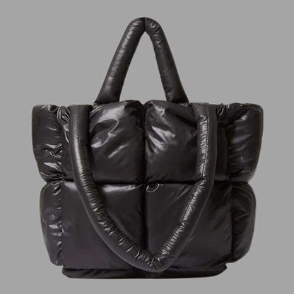 Metallic Puffer Draagtas met Ruches en Crossbodyfunctie
