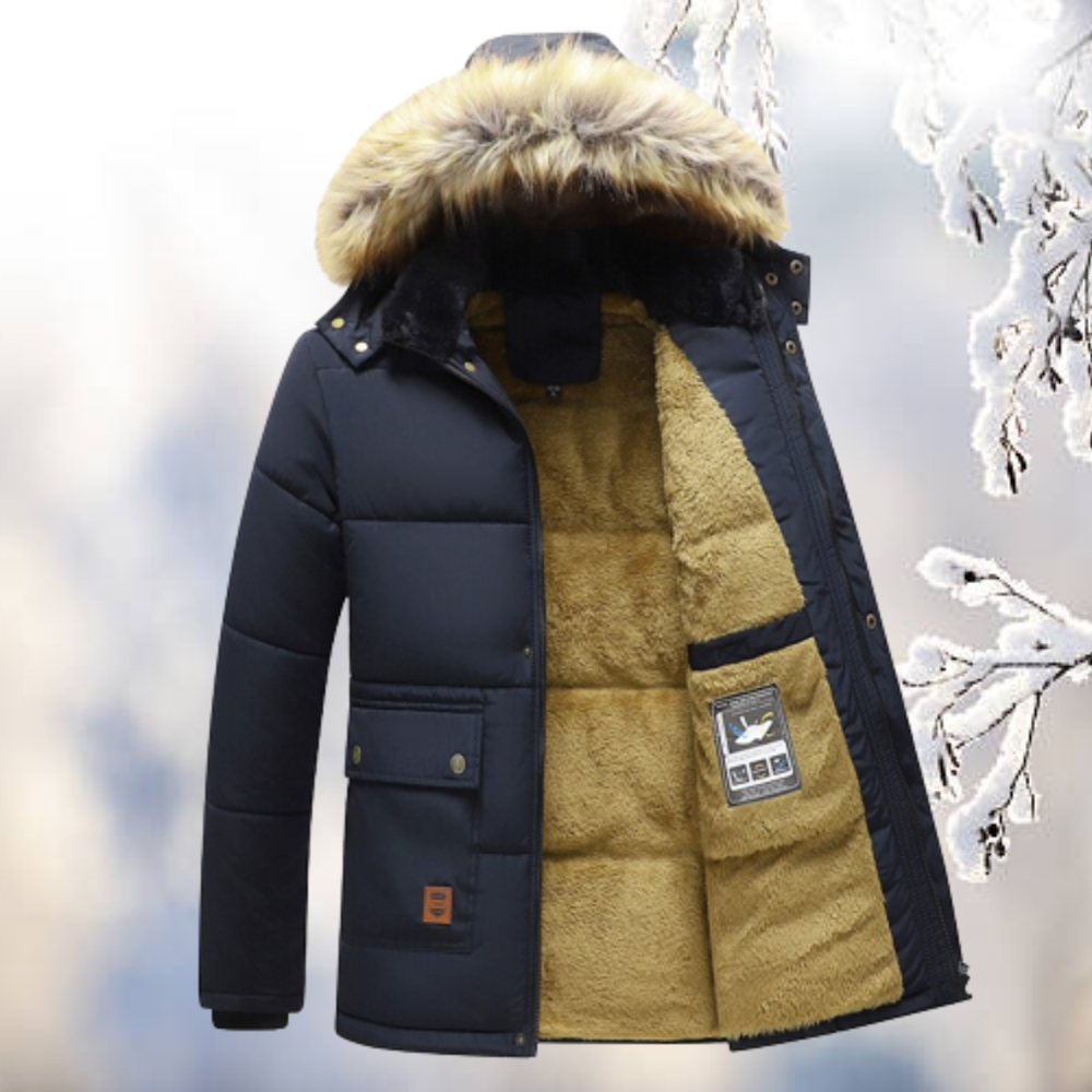 Heren Winterparka met Bontkraag – Gevoerde Jas voor Extreme Kou