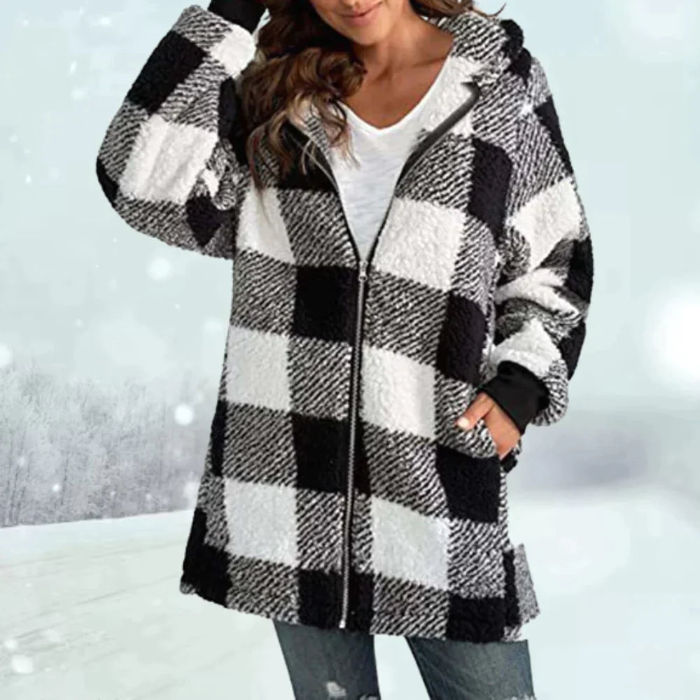 Geruite Winterjas Warm voor Dames