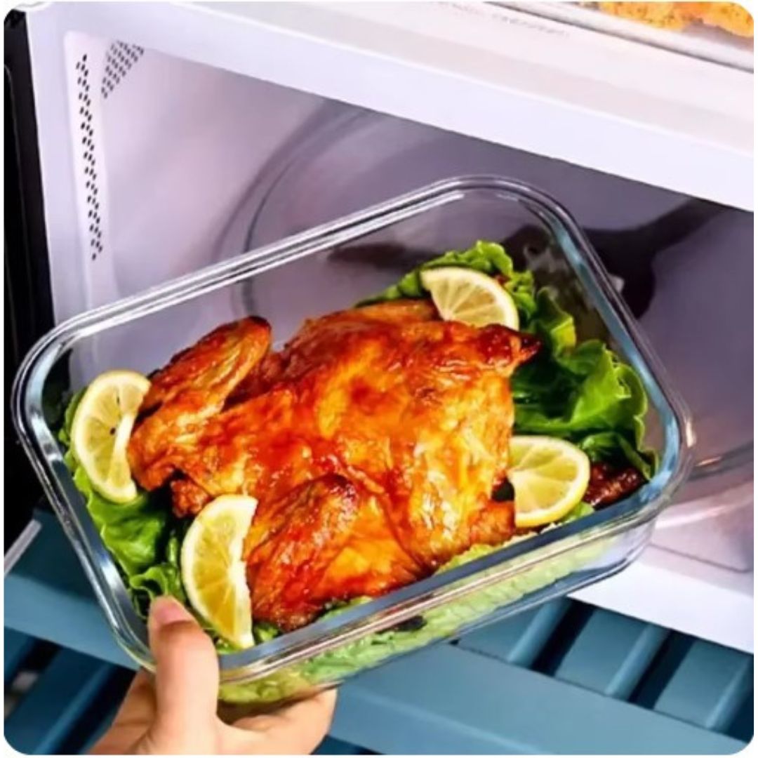 Glas Lunchbox Bento Met Deksel en Borosilicaat Glazen Bakjes