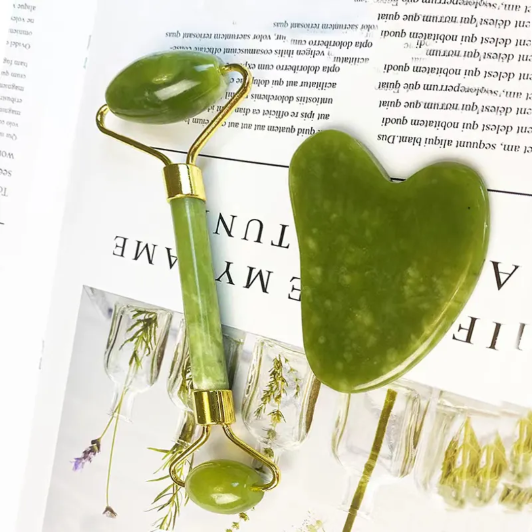 Gua Sha Set met Jade Roller voor Gezichtsmassage