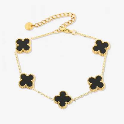 Zwarte Armband met Klaver Charme Stijlvol en Elegaat - Mode Vibes