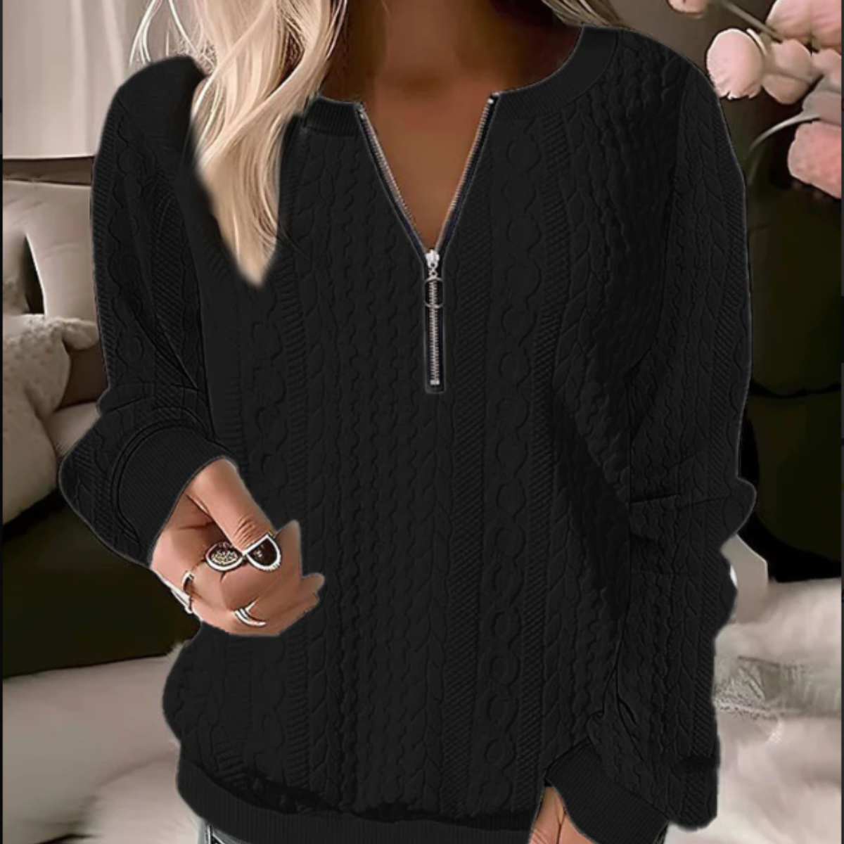 Dames Gebreide Trui Ronde Hals Jacquard Patroon - Mode Vibes