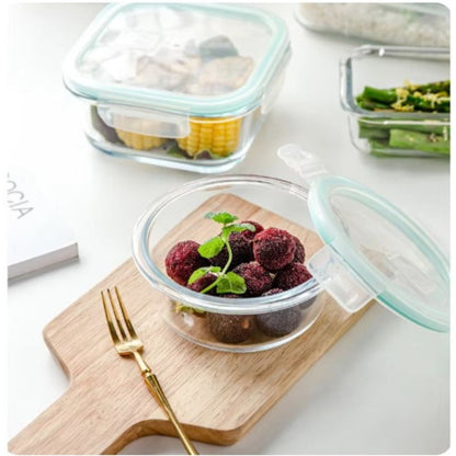 Glas Lunchbox Bento Met Deksel en Borosilicaat Glazen Bakjes