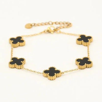 Zwarte Armband met Klaver Charme Stijlvol en Elegaat