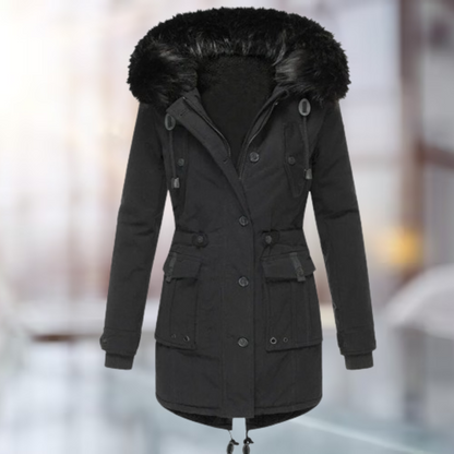 Verena | Elegante cappotto con collo in lana di cotone