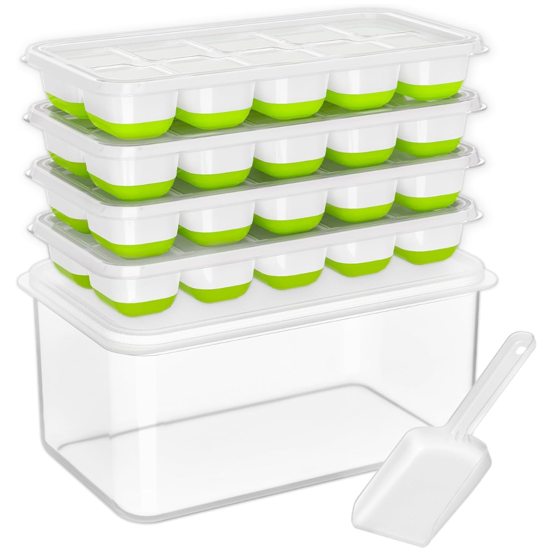 Silicone IJsblokjesvormen Set met Bak voor Eenvoudig Opbergen - Mode Vibes