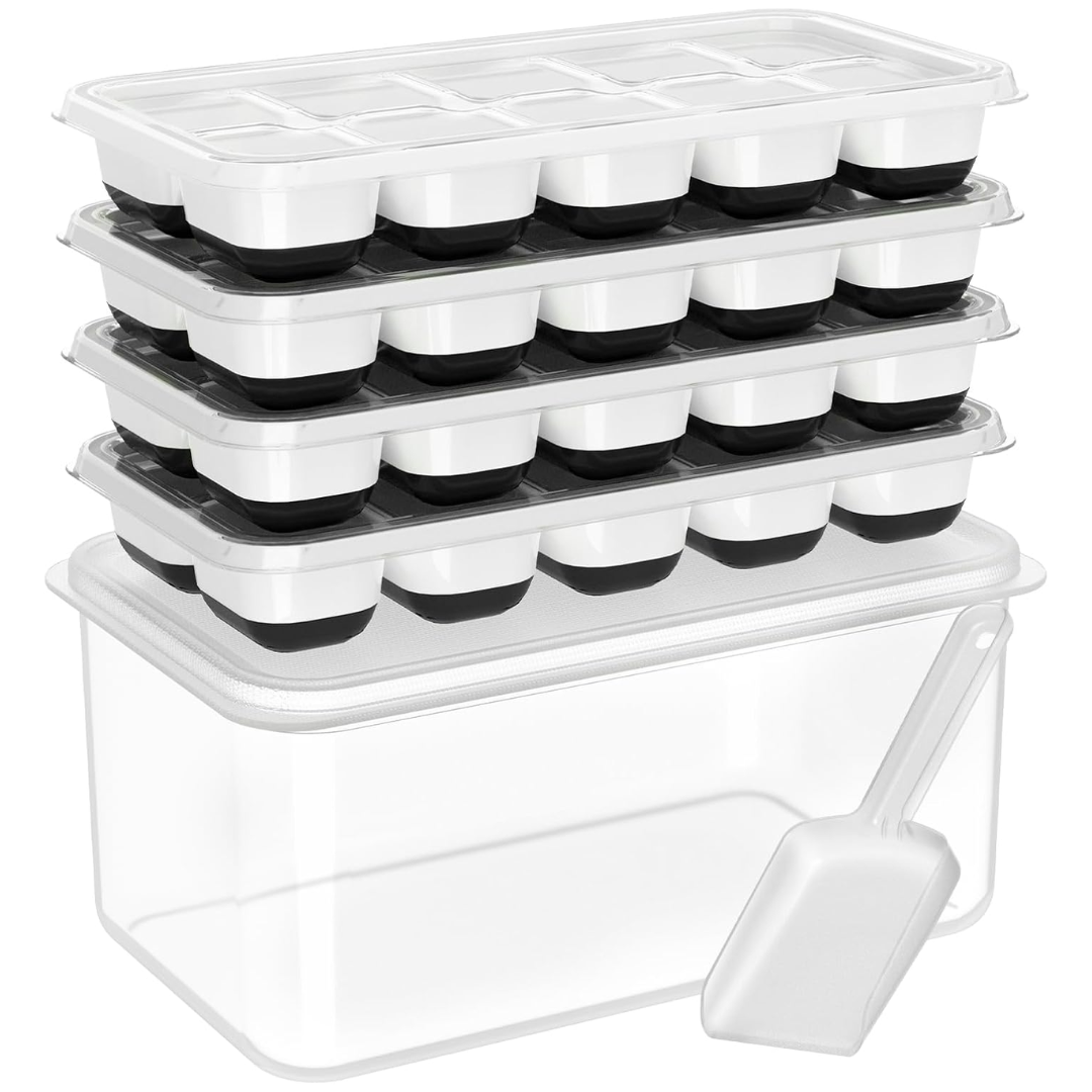 Silicone IJsblokjesvormen Set met Bak voor Eenvoudig Opbergen