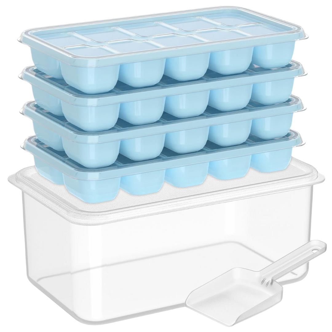 Silicone IJsblokjesvormen Set met Bak voor Eenvoudig Opbergen