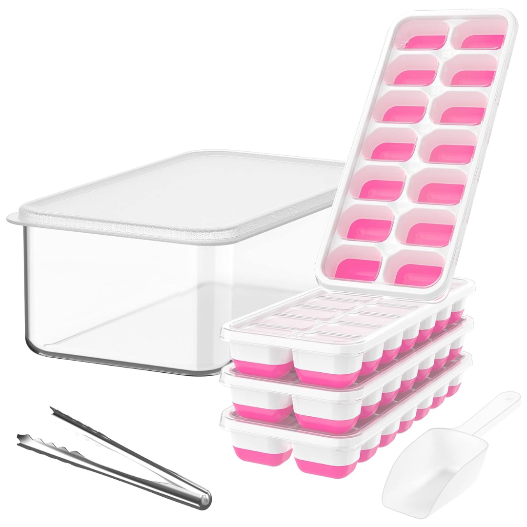 Silicone IJsblokjesvormen Set met Bak voor Eenvoudig Opbergen