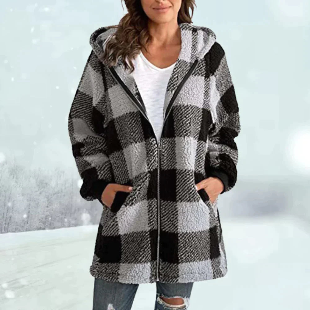 Geruite Winterjas Warm voor Dames