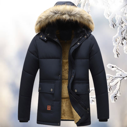 Heren Winterparka met Bontkraag – Gevoerde Jas voor Extreme Kou