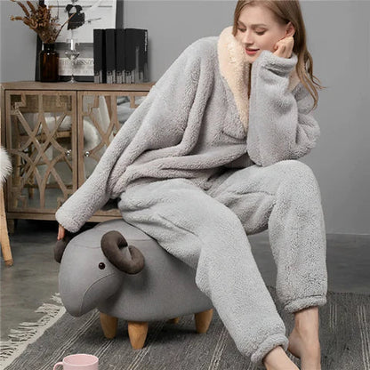 Donzige Fleece Pyjamaset voor Vrouwen Nachtwear