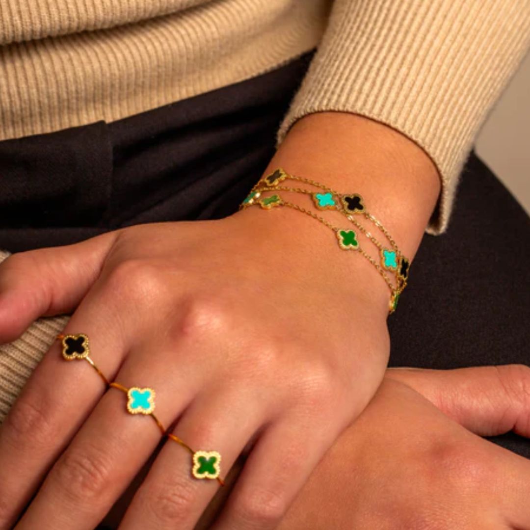 Groene Klaver Armband Stijlvol met Blad Motief