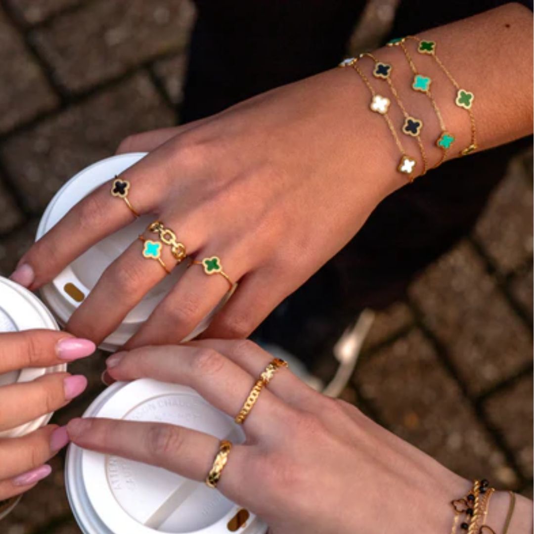 Groene Klaver Armband Stijlvol met Blad Motief