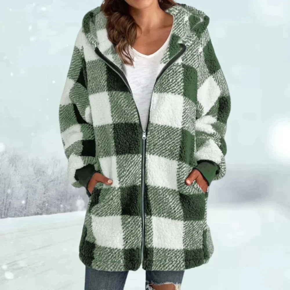 Geruite Winterjas Warm voor Dames - Mode Vibes