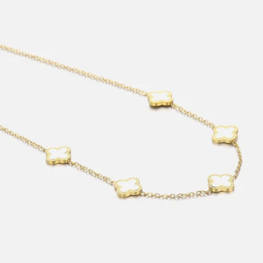 Witte Klavertjes Ketting Charme Zilver Mode Sieraden - Mode Vibes