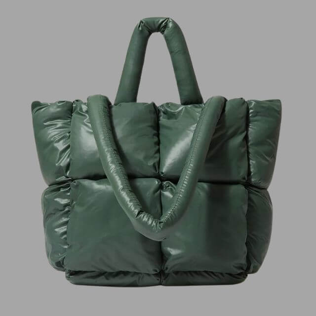 Metallic Puffer Draagtas met Ruches en Crossbodyfunctie
