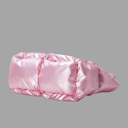 Metallic Puffer Draagtas met Ruches en Crossbodyfunctie