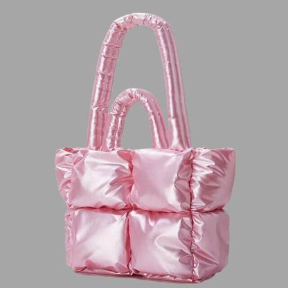 Metallic Puffer Draagtas met Ruches en Crossbodyfunctie