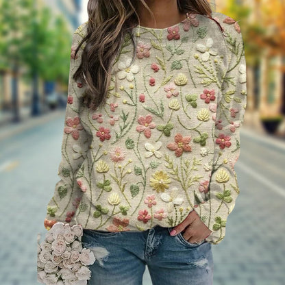 Dames Herfsttrui Lichte Kleur Losse Fit - Mode Vibes