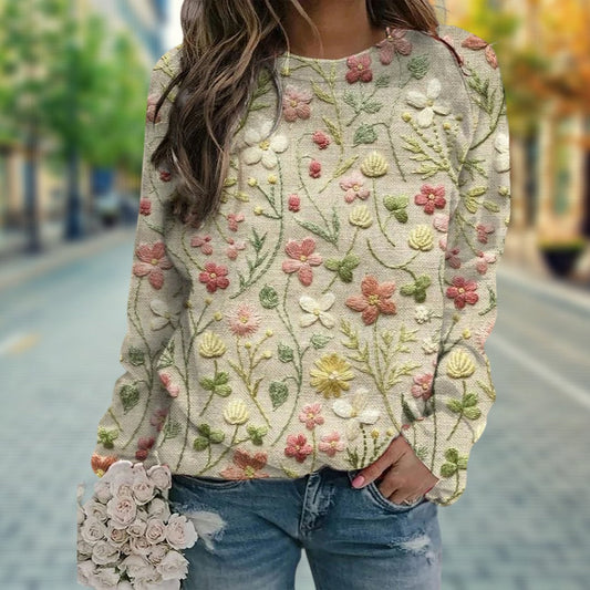 Dames Herfsttrui Lichte Kleur Losse Fit - Mode Vibes