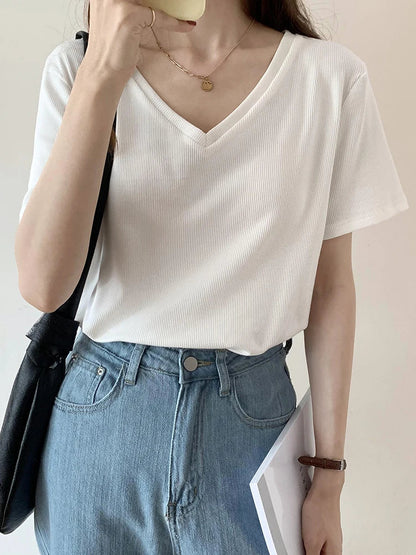 Zomerse Gestreepte Korte Mouw T-shirt voor Dames