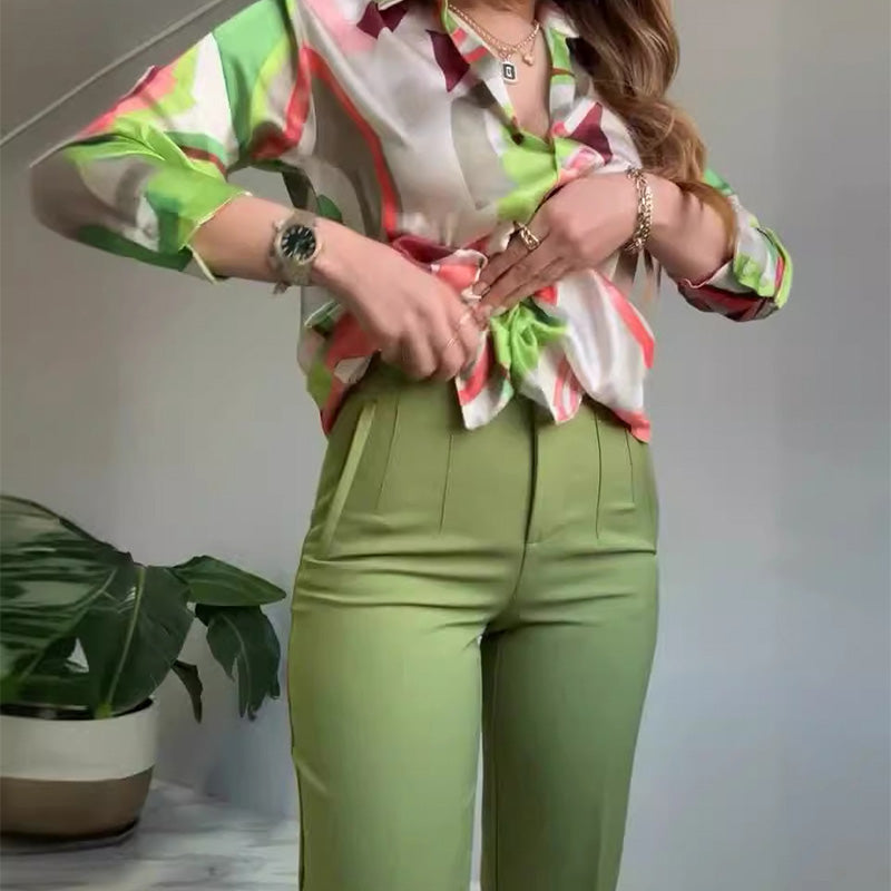 Dames pak met print – Elegant en comfortabel broekpak
