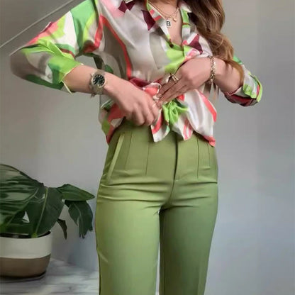 Dames pak met print – Elegant en comfortabel broekpak