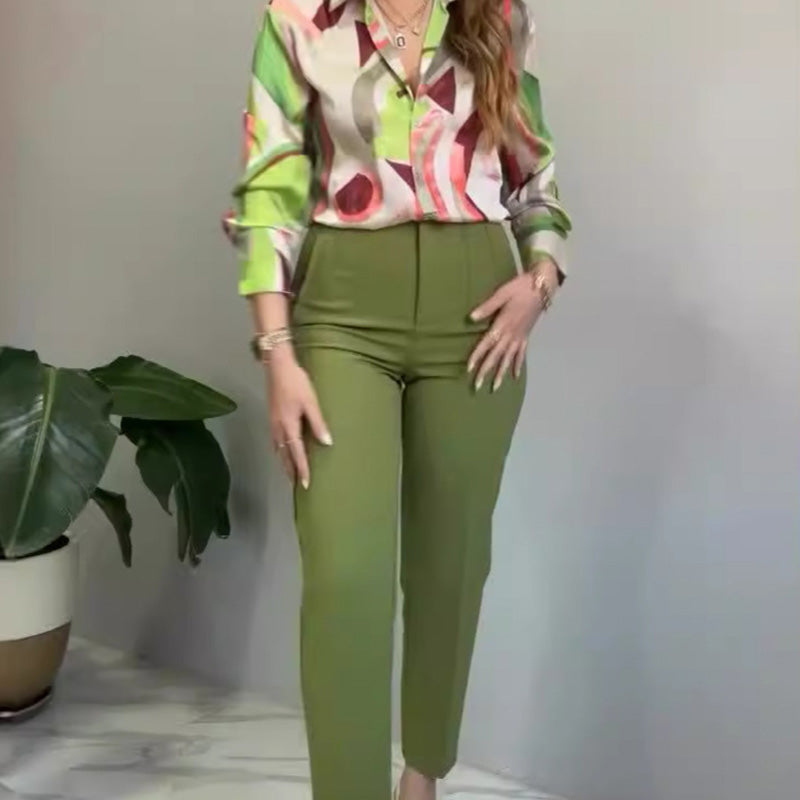Dames pak met print – Elegant en comfortabel broekpak
