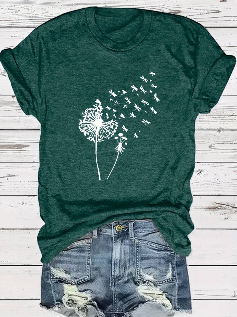 Vanessa | T-shirt casual con stampa grafica di tarassaco