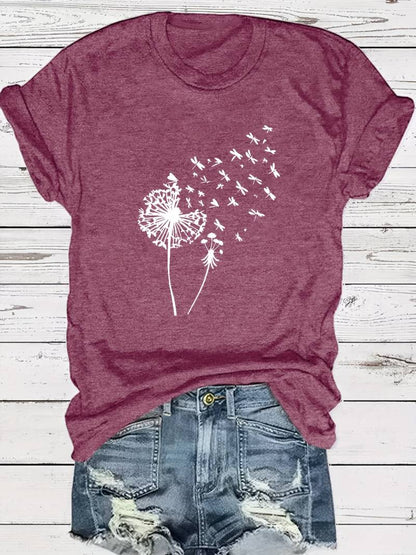 Vanessa | T-shirt casual con stampa grafica di tarassaco