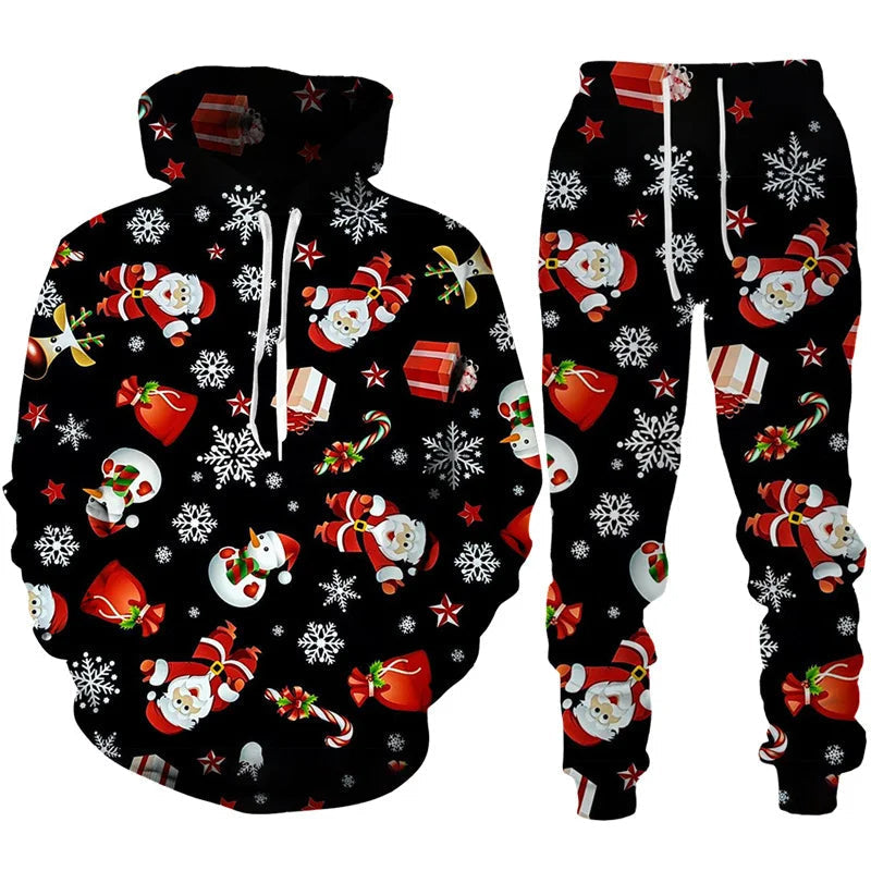 Heren Trainingspak Kerstprint Oversized Hoodie en Broek Comfortabel - Mode Vibes