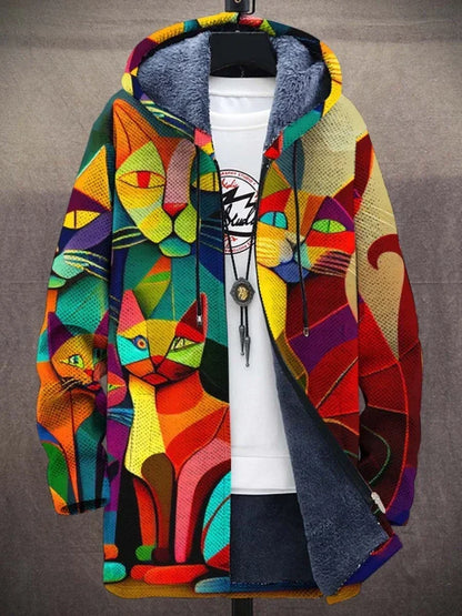 Dames Jas met Kleurrijke Artistieke Print