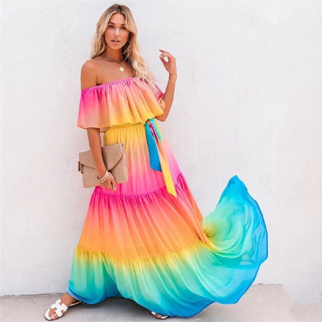 Kleurrijke Zomerjurk Voor Vrouw Multicolor - Mode Vibes