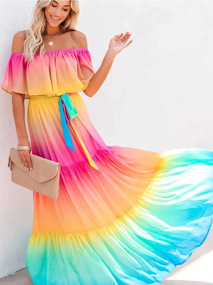 Kleurrijke Zomerjurk Voor Vrouw Multicolor
