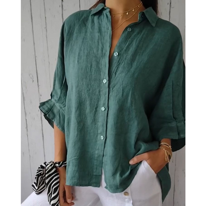 Dames Linnen Blouse Zomerse Stijl