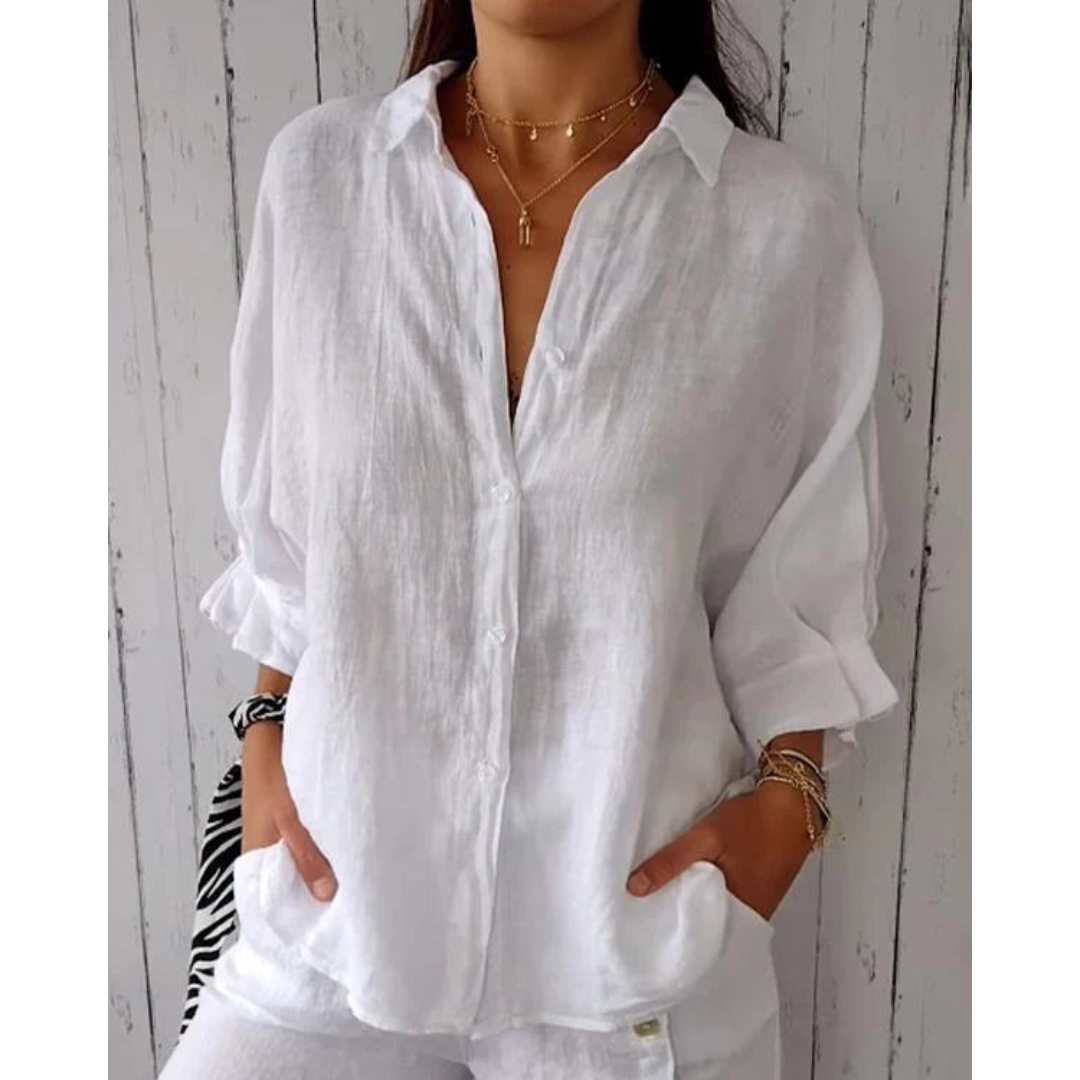 Dames Linnen Blouse Zomerse Stijl