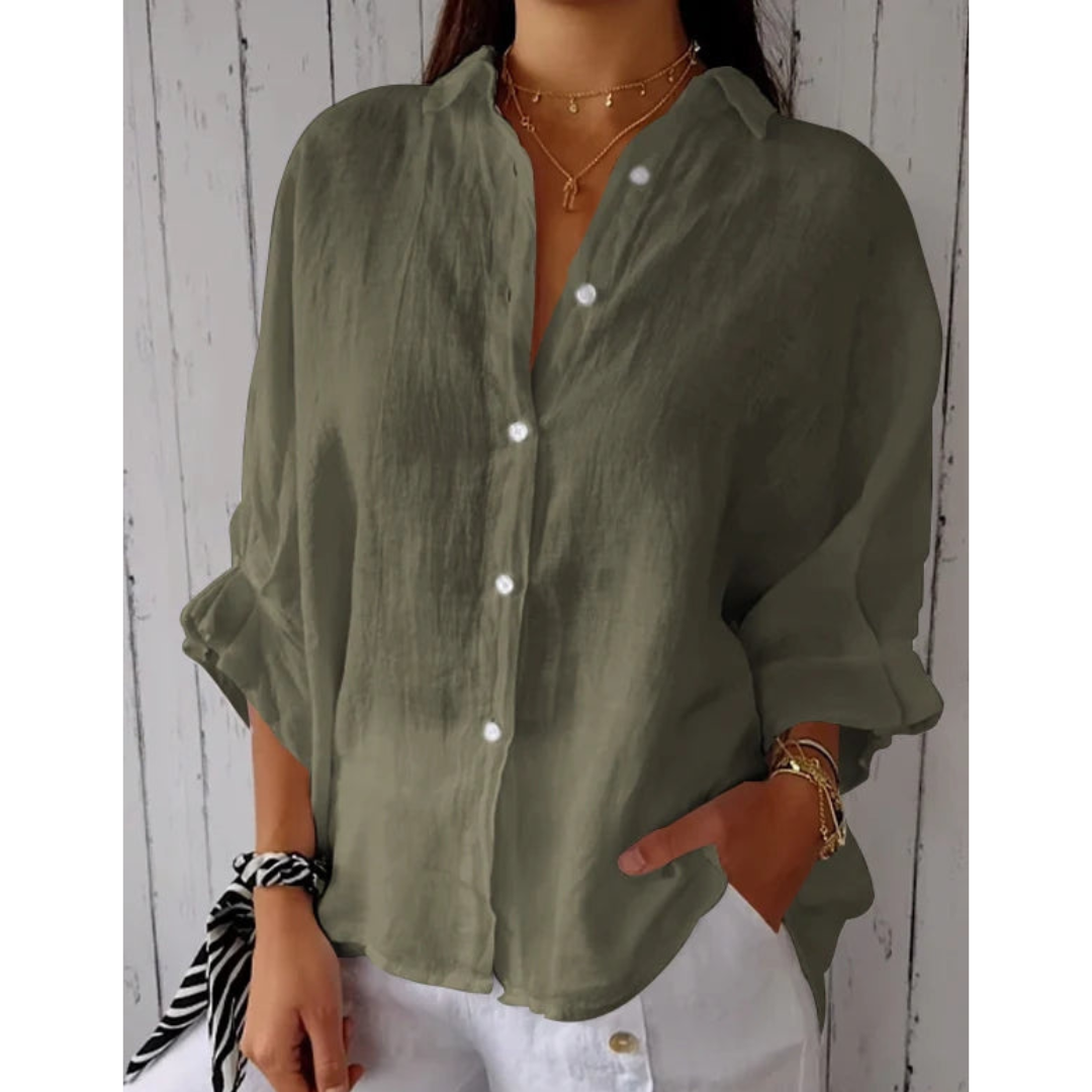 Dames Linnen Blouse Zomerse Stijl