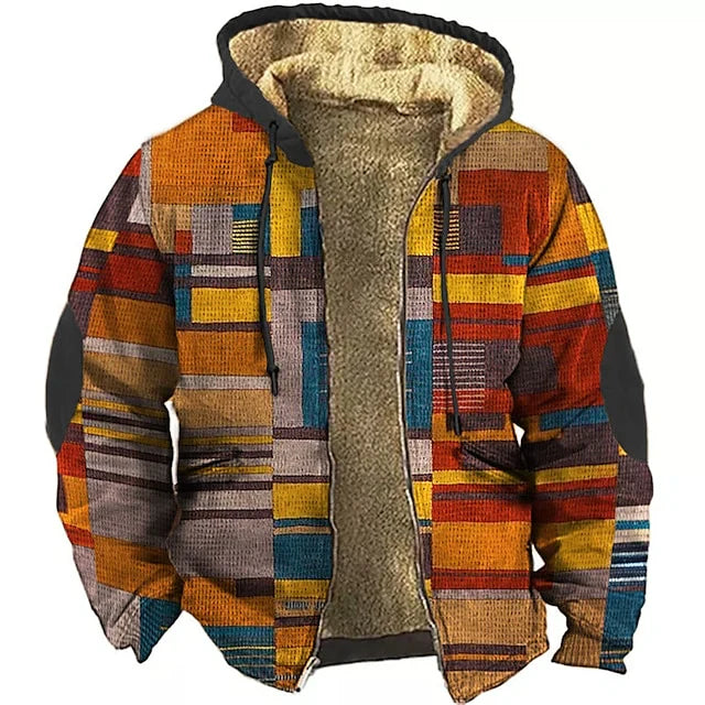 Heren Vest met Capuchon Warm Patchwork Design - Mode Vibes
