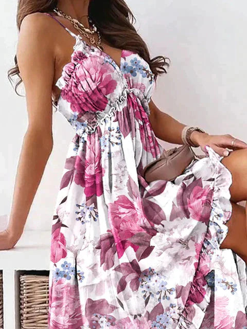 Boho Zomerjurk Elegante Vrouwenjurk met Bloemenprint