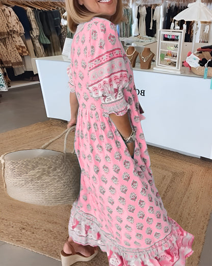 Rosalia | Maxi abito Boho con stampa floreale