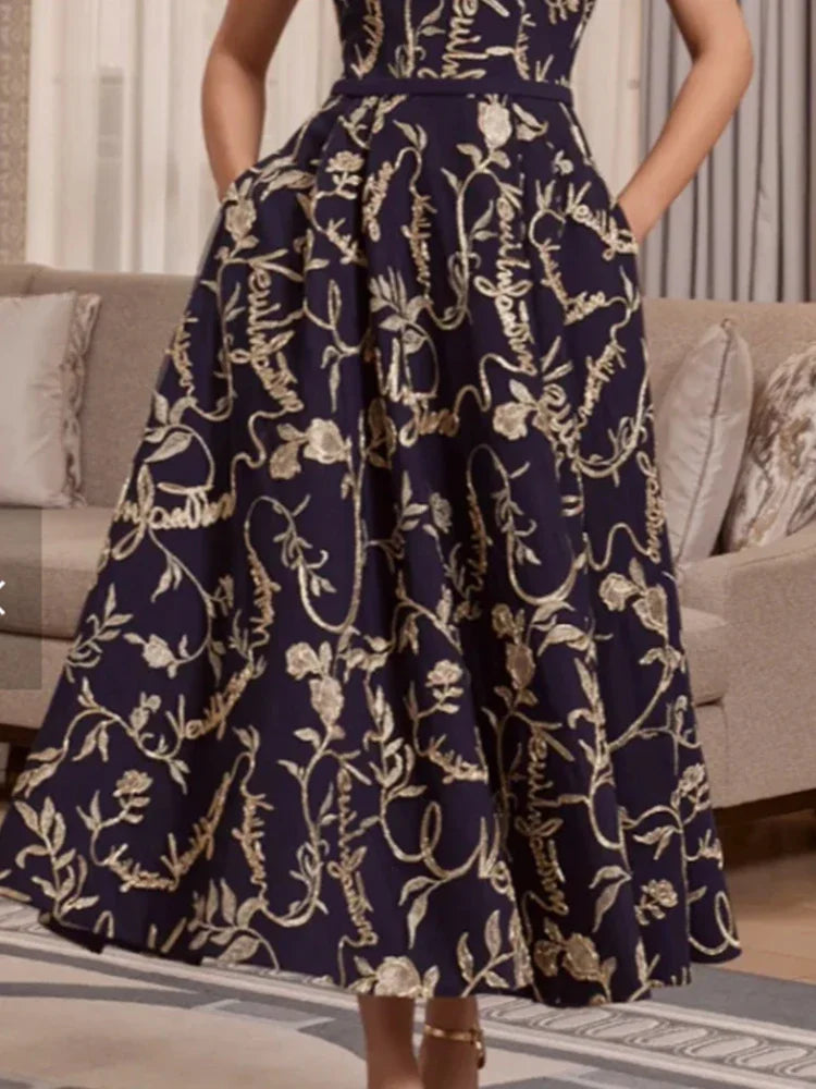 Stralende Elegantie Vintage Bloemen Damesjurk