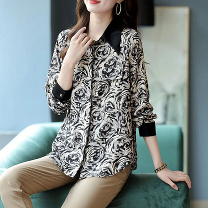 Vintage Chiffon Blouse met Plooi Details